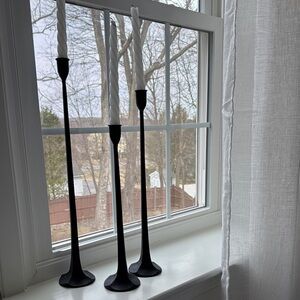 Sleek Black Metal Candle Holders Minimalist Design